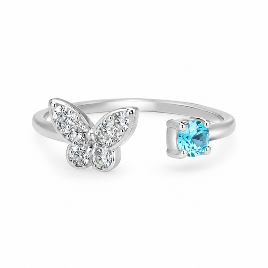 Silver Dream Heavenly Blue Butterfly Ring