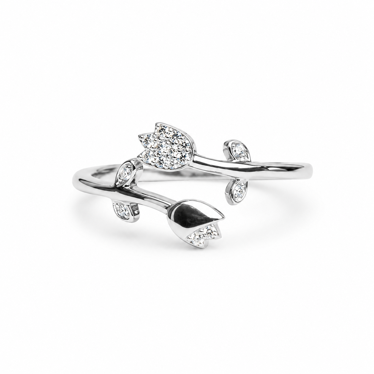 Silver Garden Tulips Ring