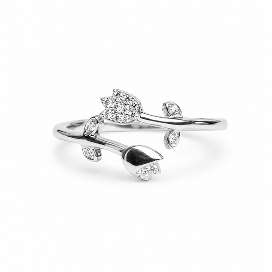 Silver Garden Tulips Ring