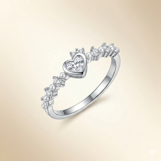 Silver Sweetheart Pearl Ring