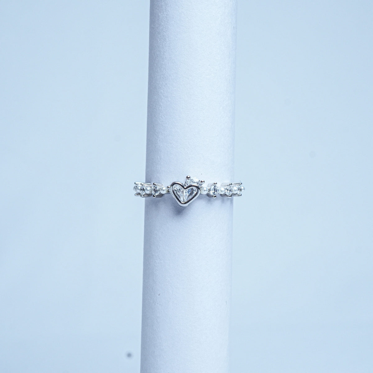 925 Sterling Silver Sweetheart Pearl Women Ring
