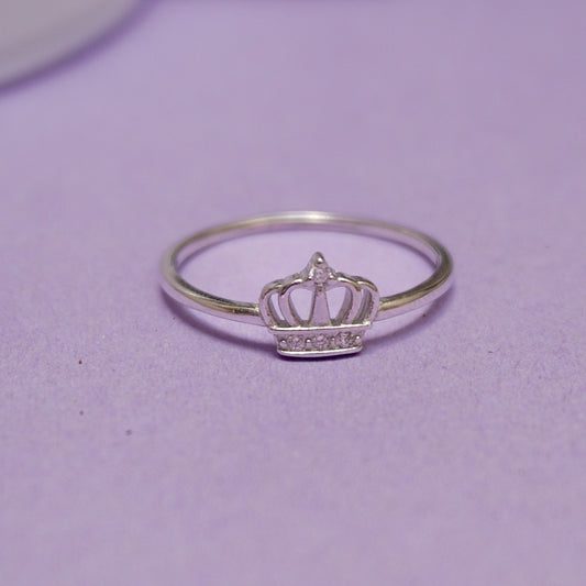 925 Sterling Silver plated crown ring