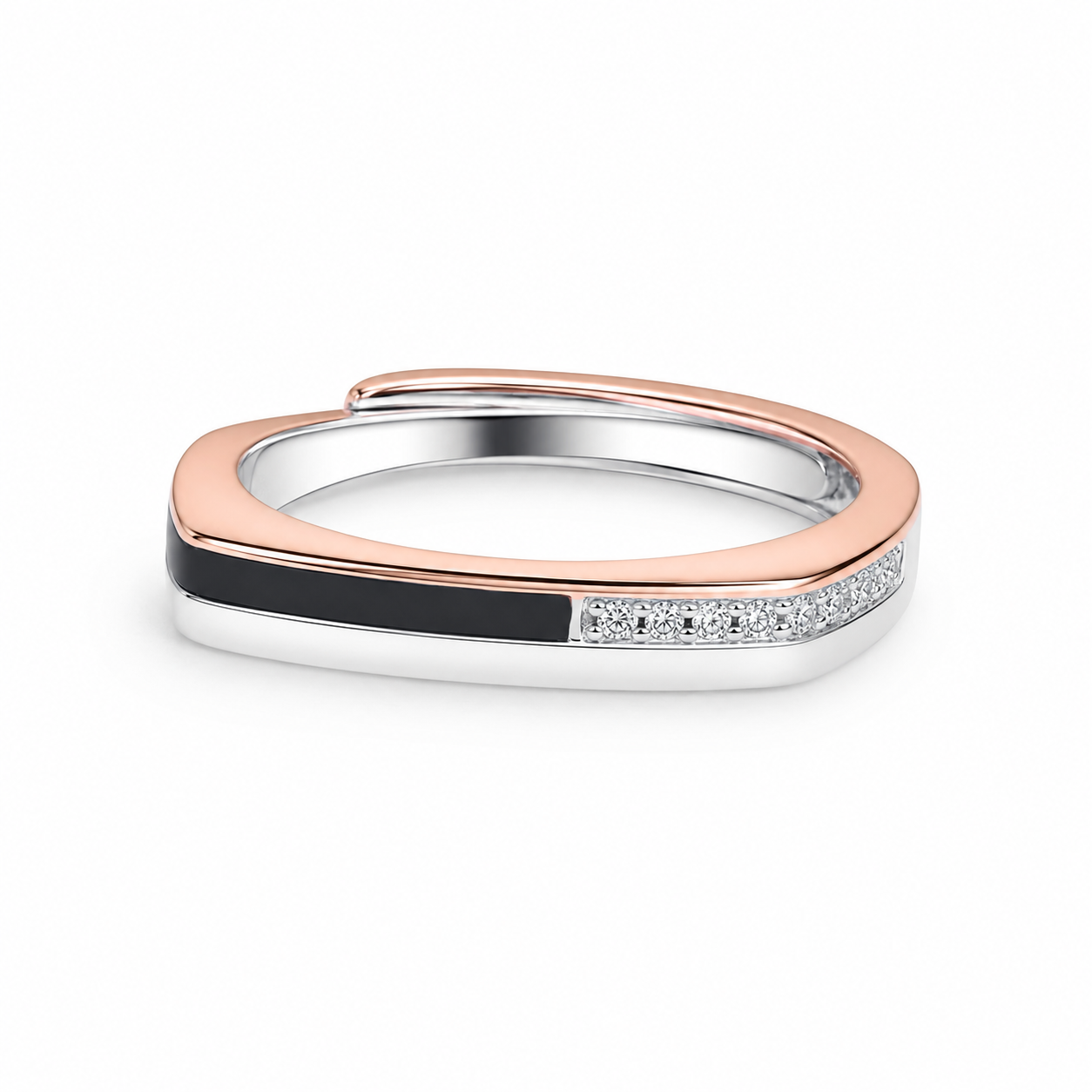 Silver Midnight Rose Ring