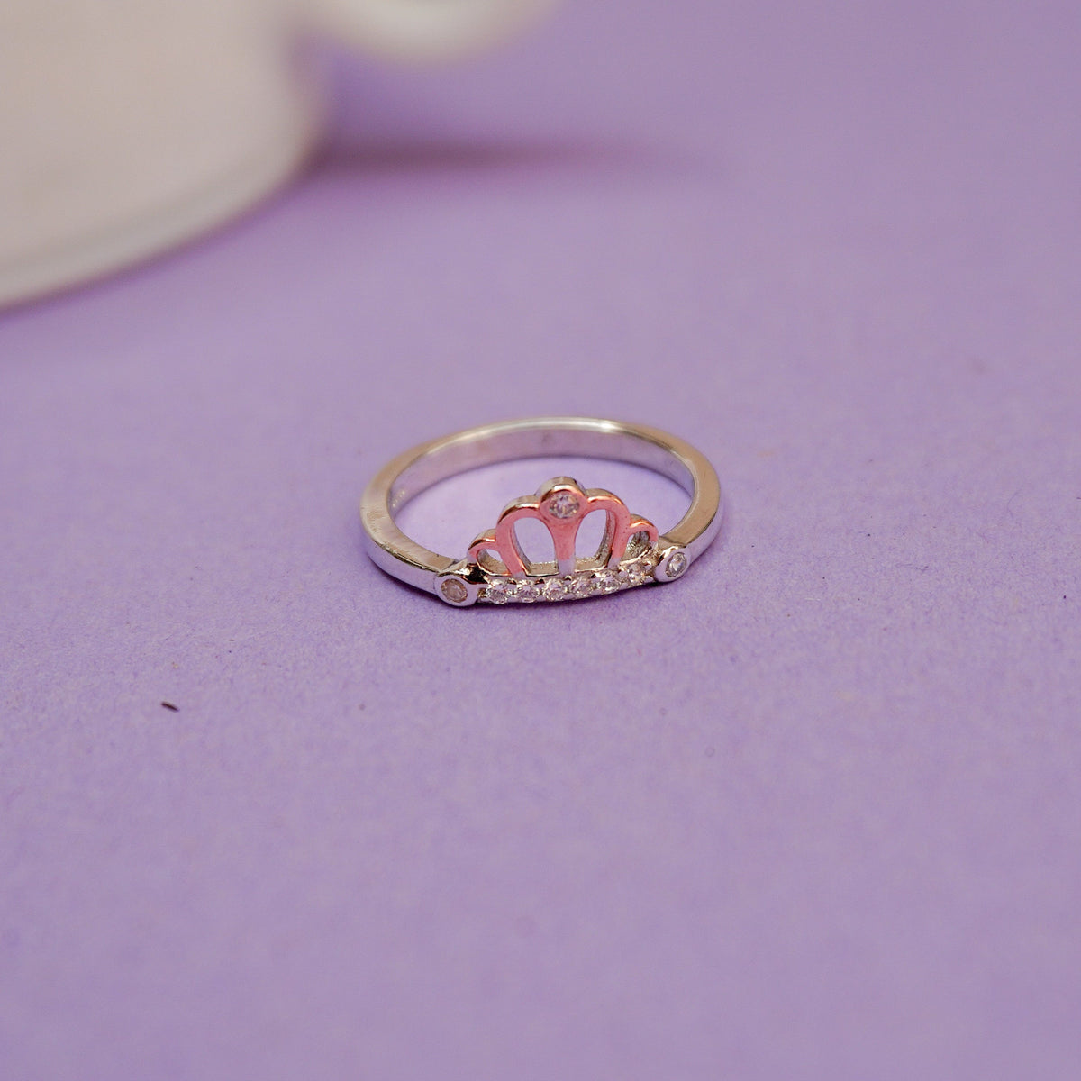 925 Sterling Silver Princess Crown Dualtone Ring