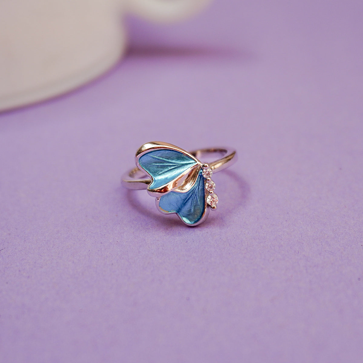 925 Sterling Silver Blue Butterfly Ring