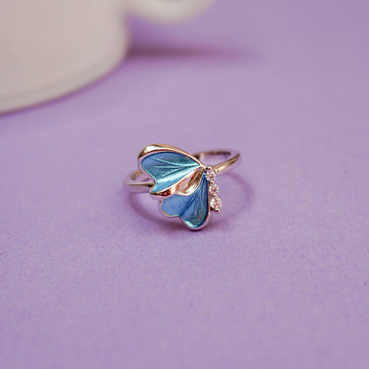 925 Sterling Silver Blue Butterfly Ring