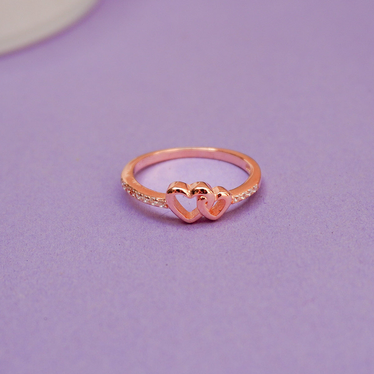 925 Sterling Silver Rosegold Double Heart Ring