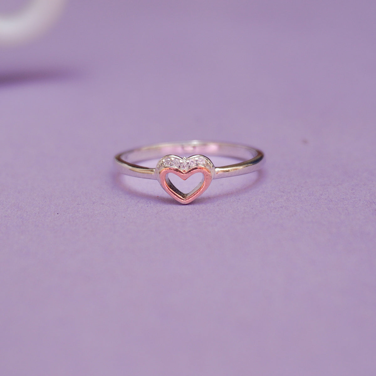 925 Sterling Silver Double Heart Dualtone Ring