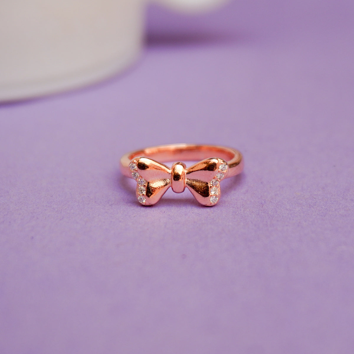 925 Sterling Silver Rose Gold Bow Knot Ring