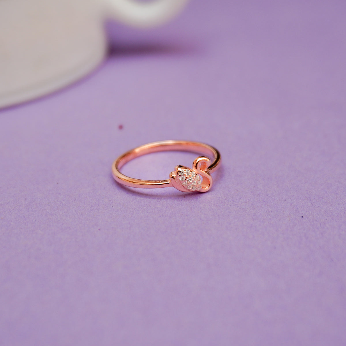 925 sterling silver Rose gold plated  swan ring