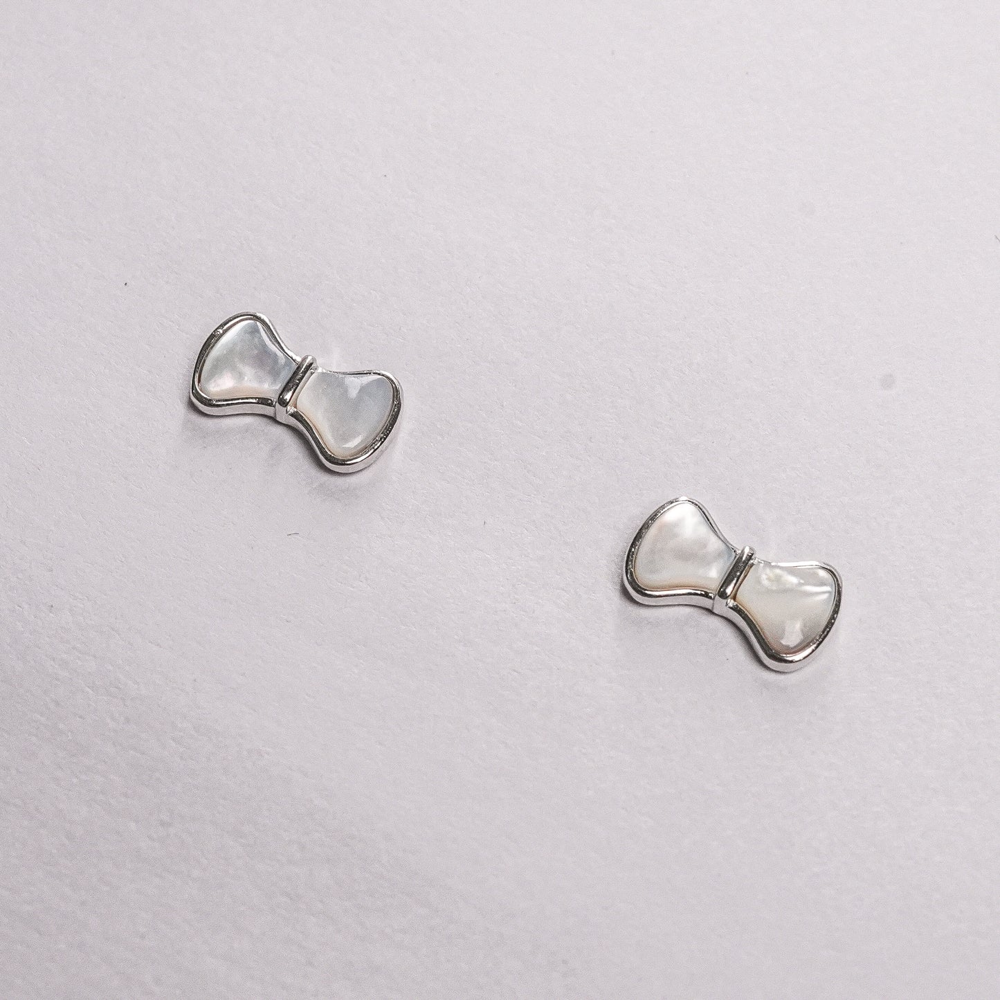 925 Sterling Silver Dainty Bow Ribbon Stud Earrings