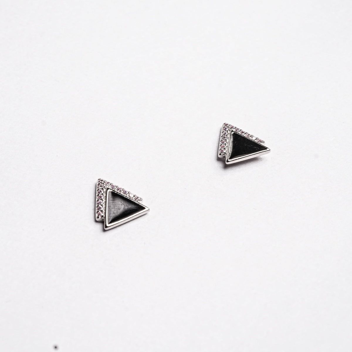 925 Sterling Silver Black Geometric Triangle Stud Earrings