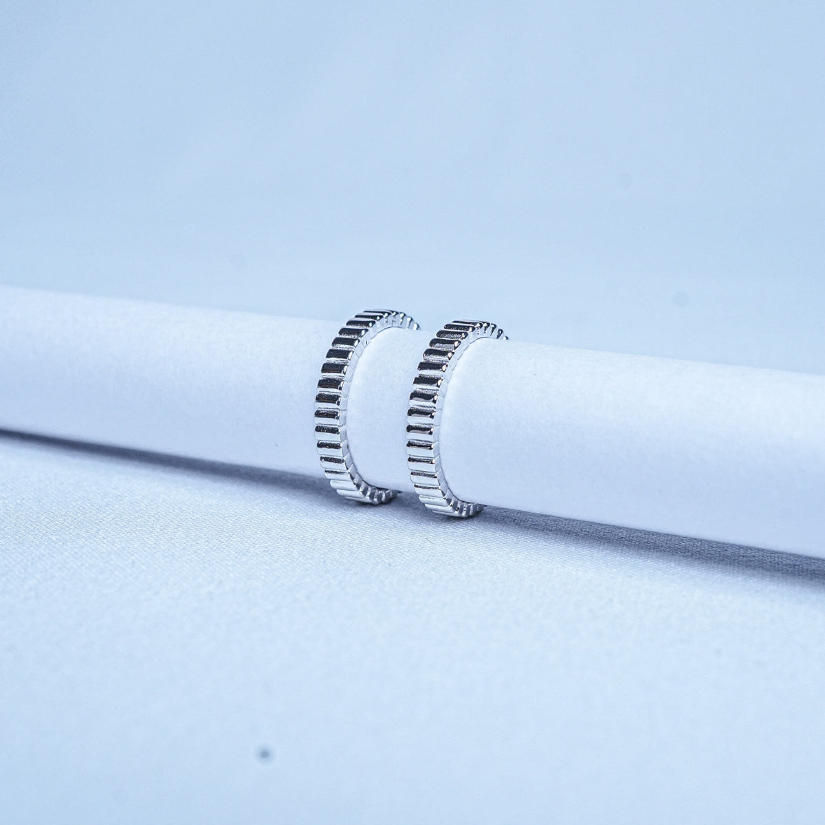 925 Sterling Silver Ribbed Stripe Women Toe Ring