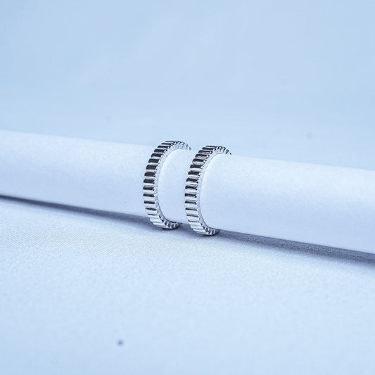 925 Sterling Silver Ribbed Stripe Women Toe Ring