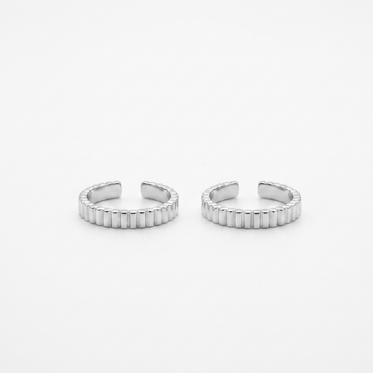 925 Sterling Silver Ribbed Stripe Women Toe Ring
