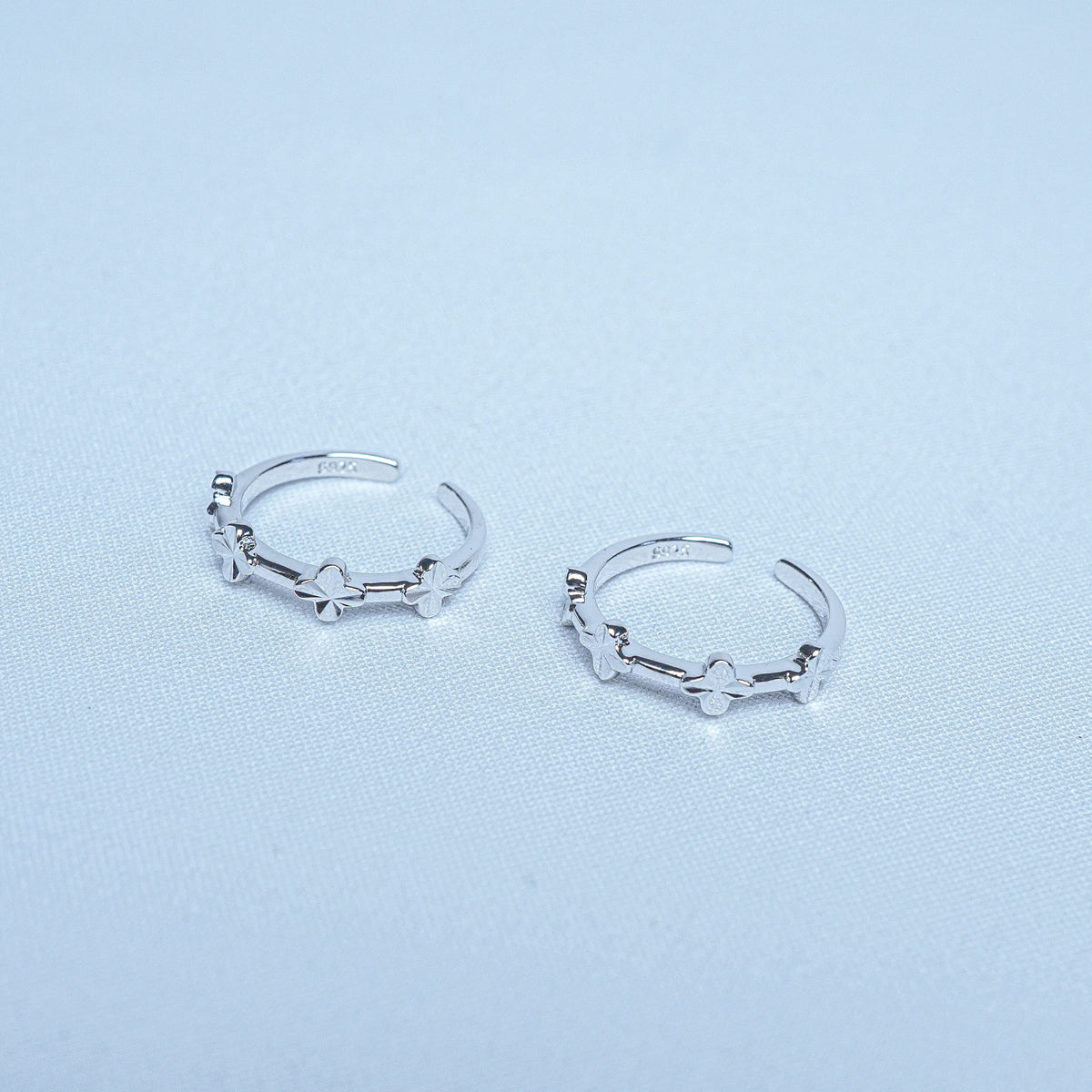 925 Sterling Silver Lucky Clover Bloom Women Toe Ring