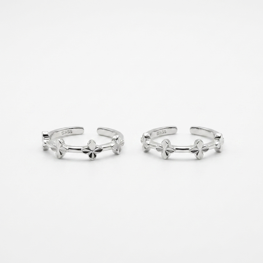 925 Sterling Silver Lucky Clover Bloom Women Toe Ring