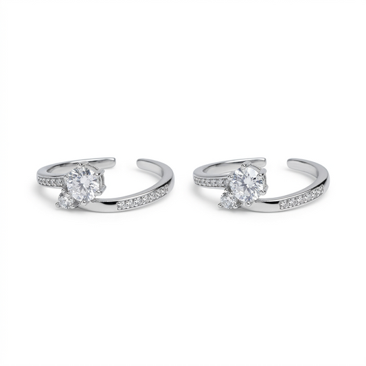 925 Sterling Silver Royal Stone Women Toe Ring