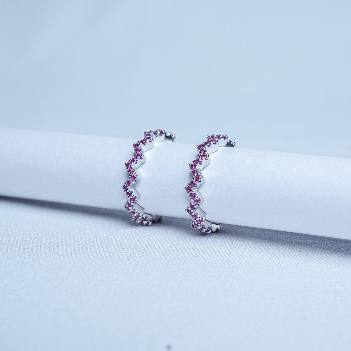 925 Sterling Silver Pink Chevron Women Toe Ring