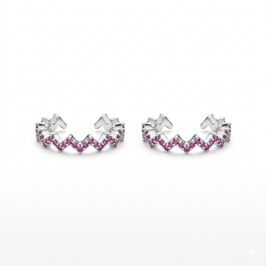 Silver Pink Chevron Toe Ring