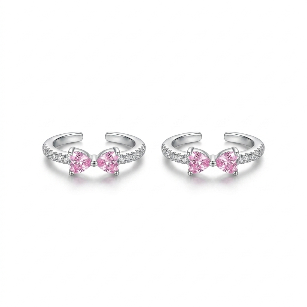 925 Sterling Silver Feminine Bow Detail Women Toe Ring