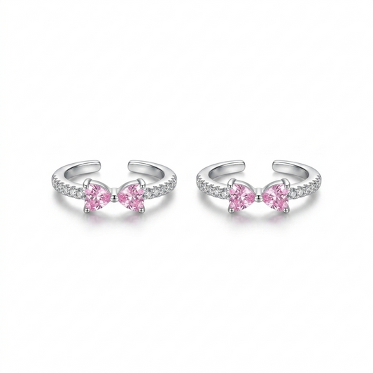 925 Sterling Silver Feminine Bow Detail Women Toe Ring