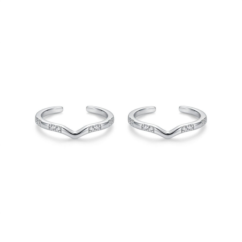 Silver V Lumina Toe Ring