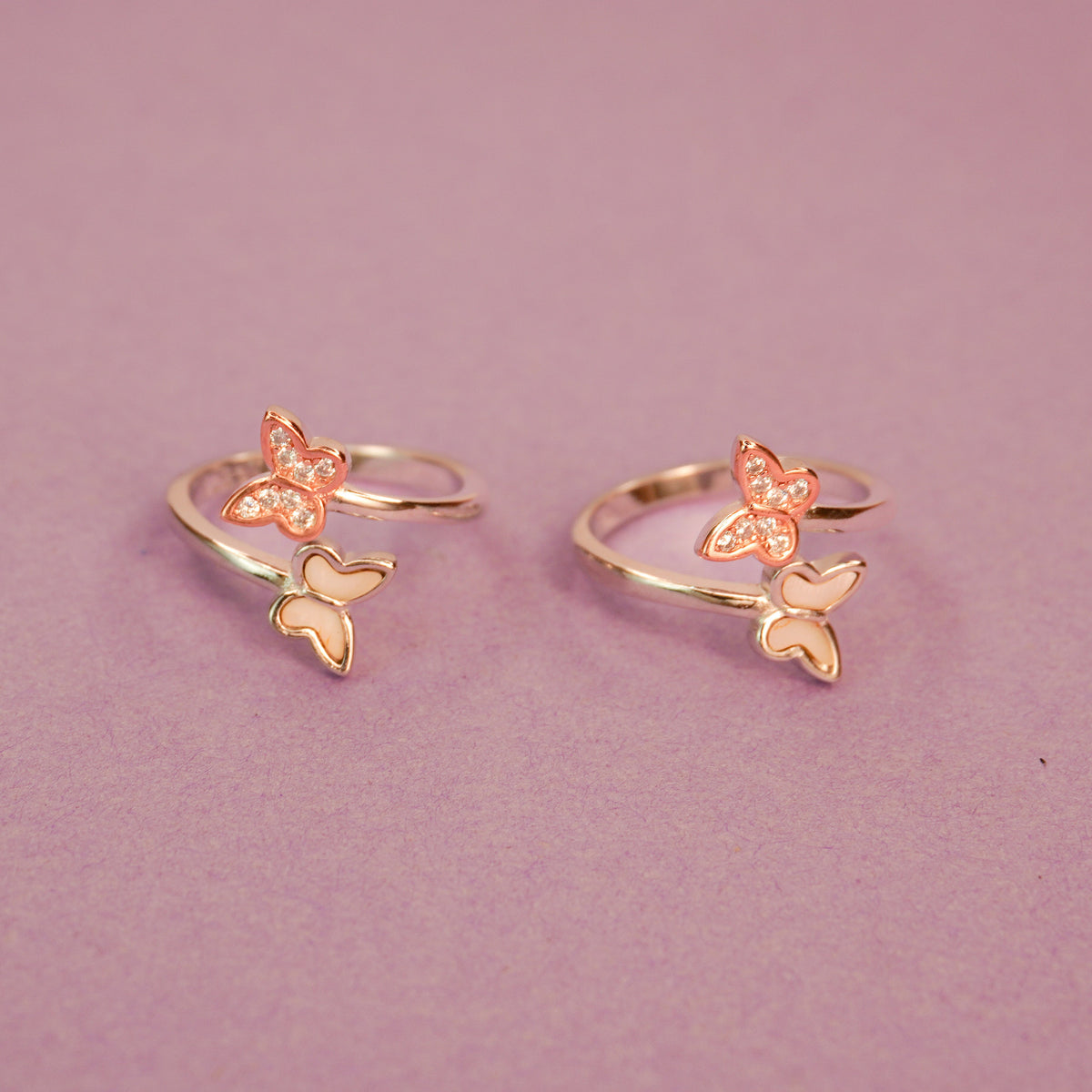 925 Sterling Silver Dualtone Butterfly Toe Ring