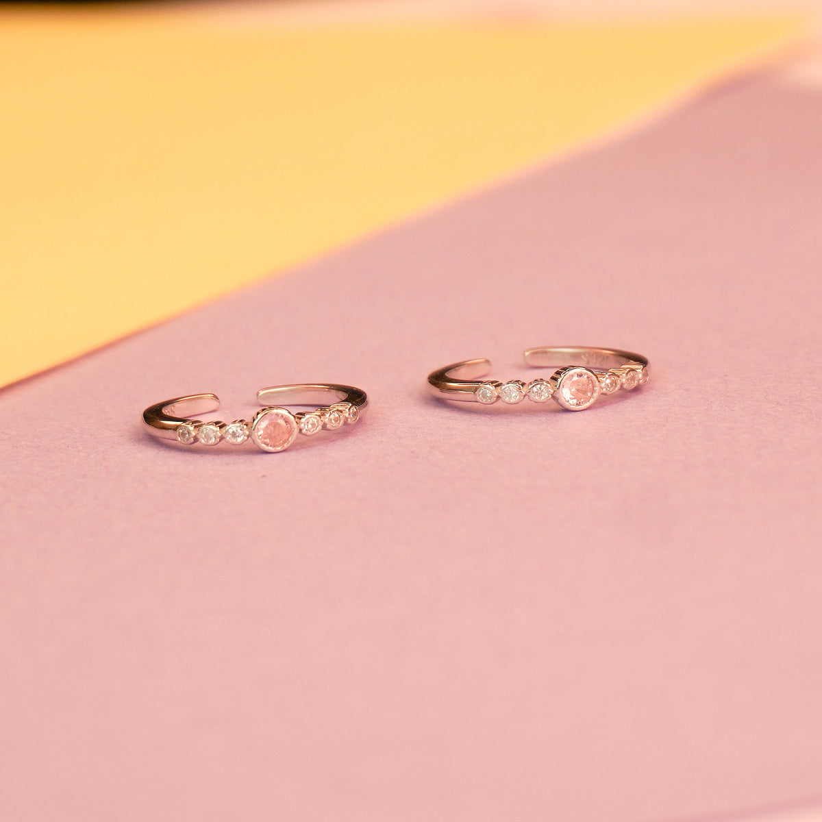 925 Sterling Silver Elegant Halo Rose Toe Ring