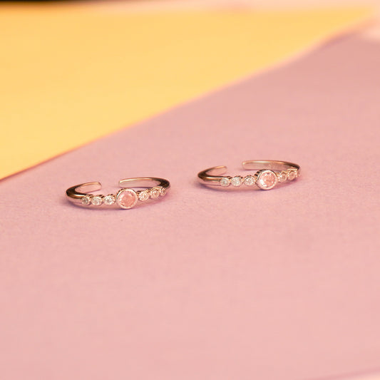 925 Sterling Silver Elegant Halo Rose Toe Ring