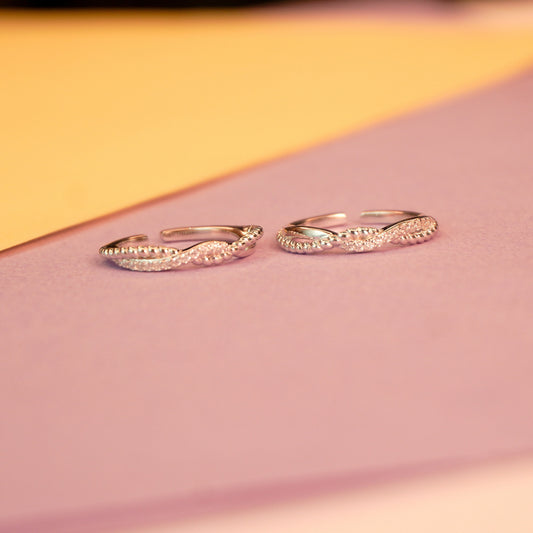 925 Sterling Silver Adjustable Twisted Infinity Toe Ring