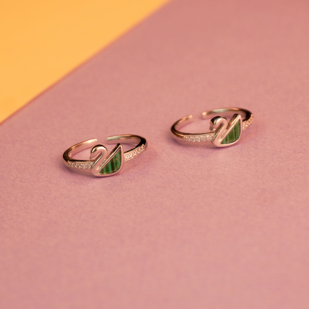 925 Sterling Silver Sparkling Graceful Swan Toe Ring