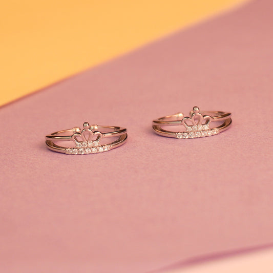 925 Sterling Silver Crown Toe Ring