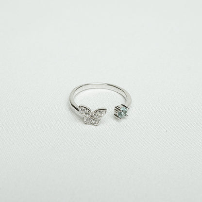 Silver Butterfly Sparkle Stone Ring