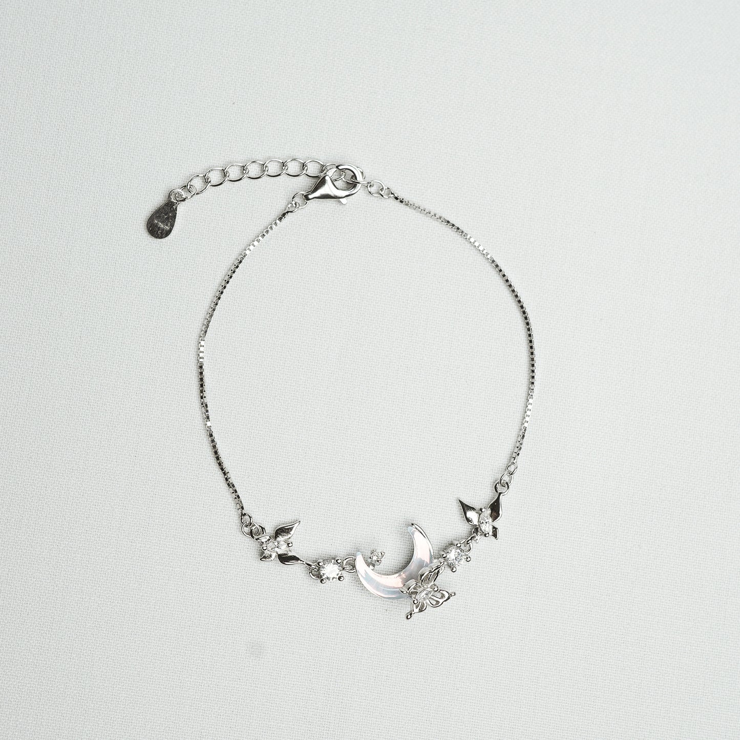 Silver Celestial Butterfly Moon Bracelet