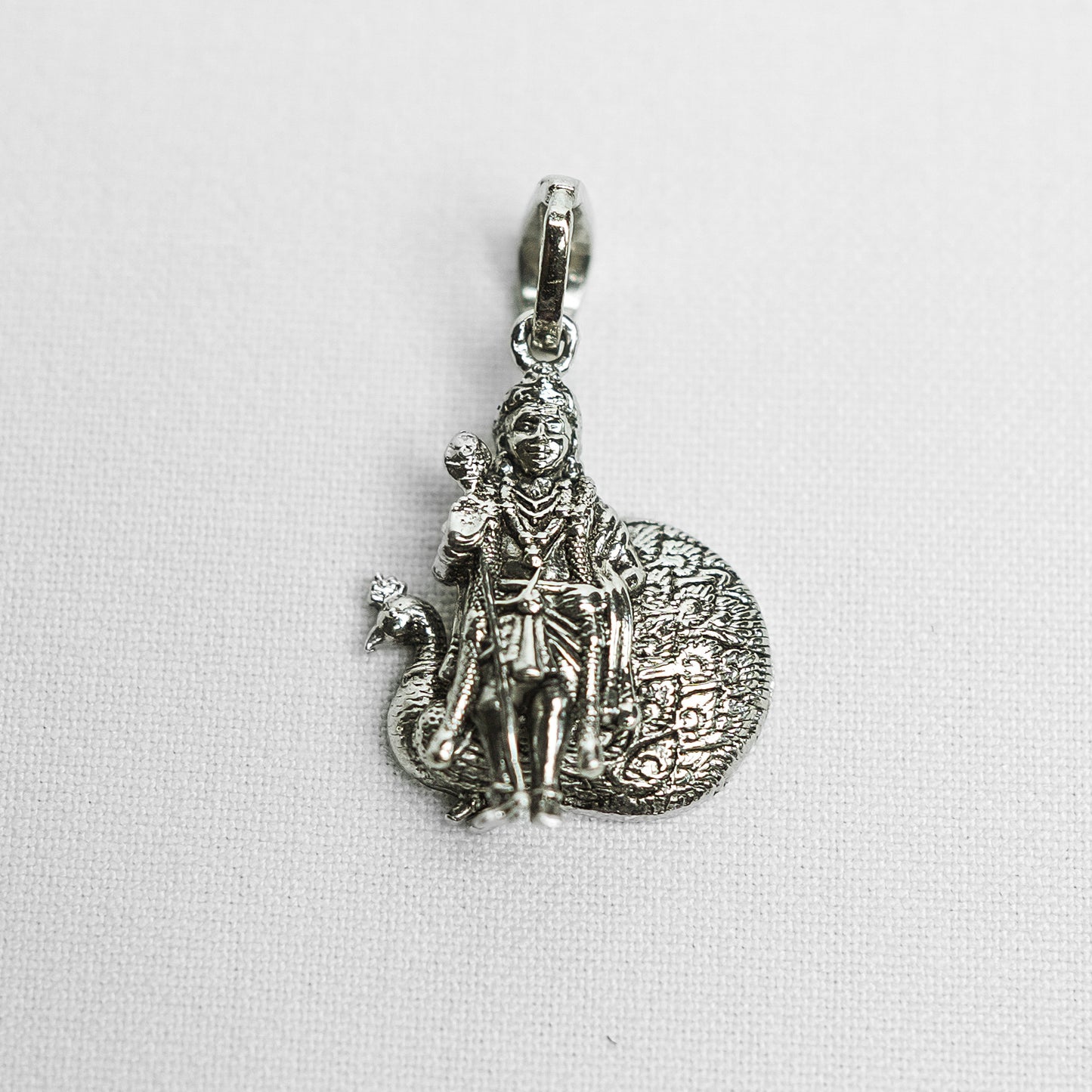 Silver Designer Peacock Murugan Pendant
