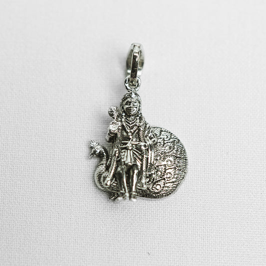 Silver Designer Peacock Murugan Pendant