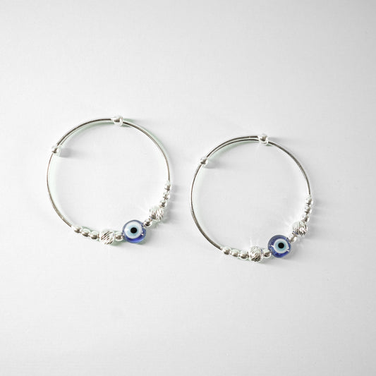 Silver Evil Eye Baby Bangle Bracelet
