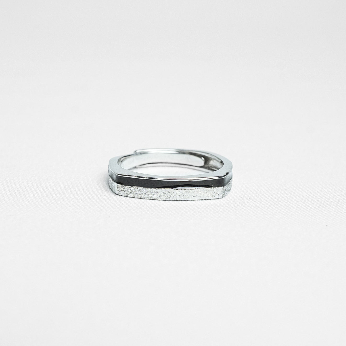Silver Geometric Square Edge Ring