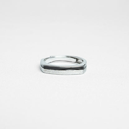 Silver Geometric Square Edge Ring