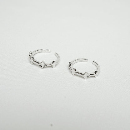 Silver Lucky Clover Bloom Toe Ring