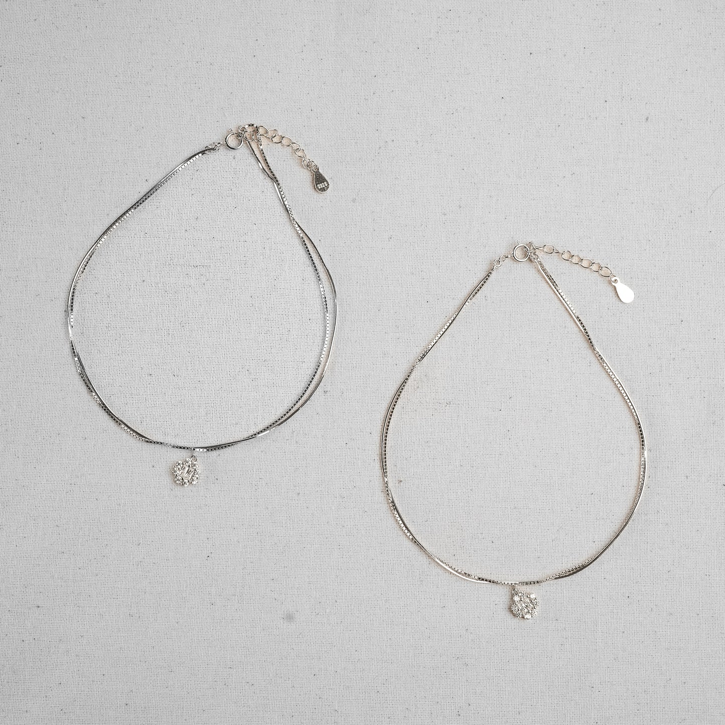 Silver Starlight Crystal Charm Anklet