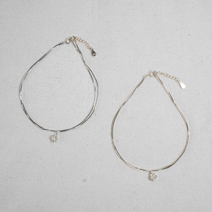 Silver Starlight Crystal Charm Anklet