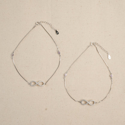 Silver Timeless Innity Link Anklet